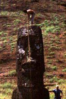 Una delle gigantesche teste "moai"